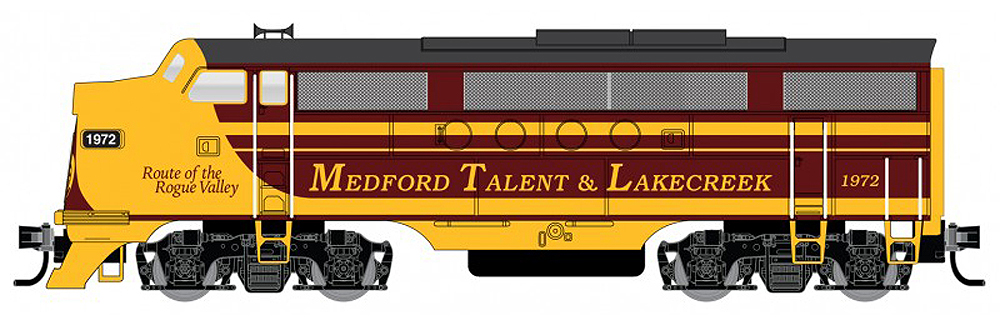 Maroon and yellow cab locomotive.