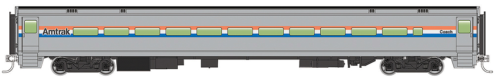 Illustration of an Amtrak 85-foot Horizon Fleet coach.