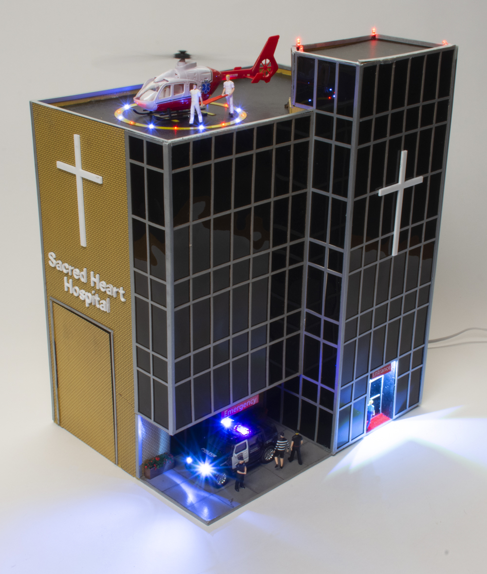 Sacred Heart Hospital with lights and accessories.