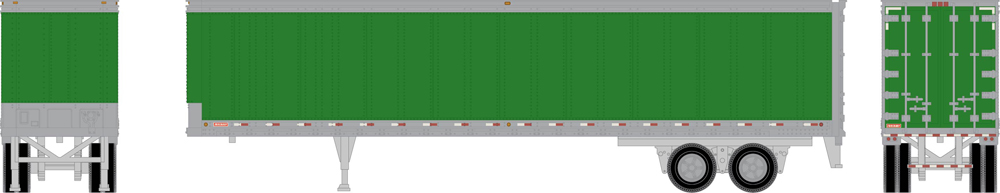 Illustration of HO scale trailer painted green and silver.