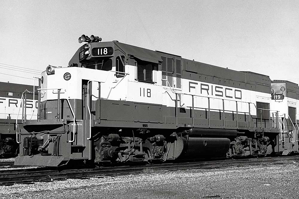 Diesel locomotive with “FRISCO” lettering on hood