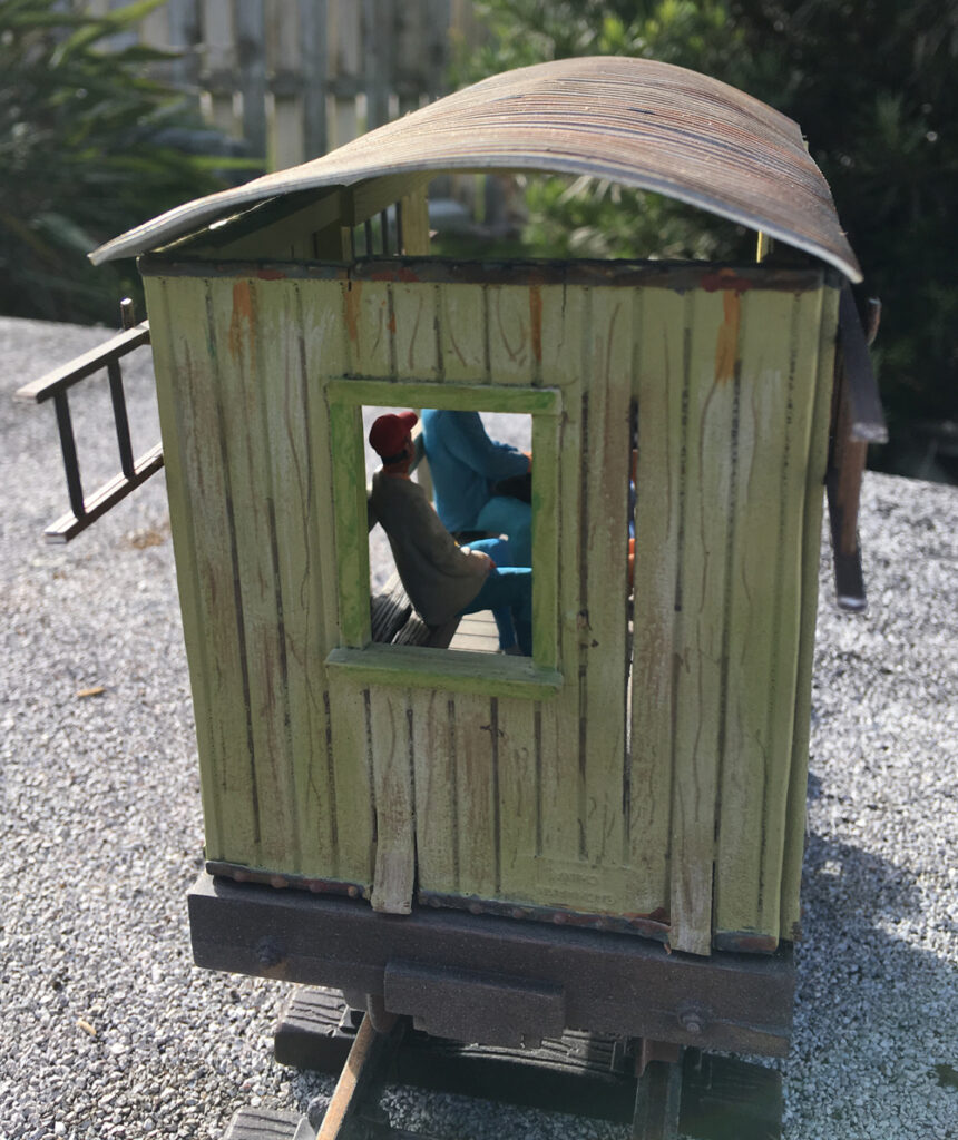 Back of grover’s caboose citrus train model