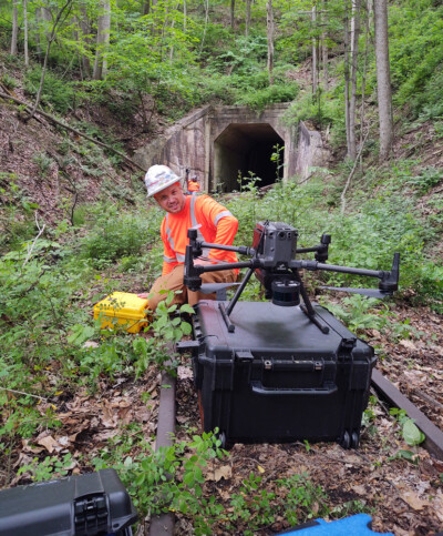 Drone whirs through East Broad Top tunnels