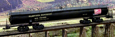 Allied Chemical Plastics Division four-truck tank car kit from Concept Models