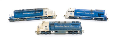 MRT blue-and-white diesel locomotives in HO scale