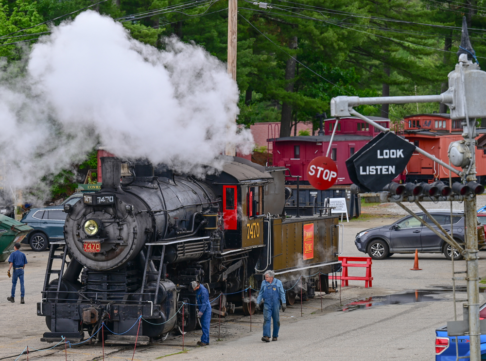 Steam engine parked on track