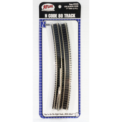 Atlas N scale code 80 nickel silver 17” radius track