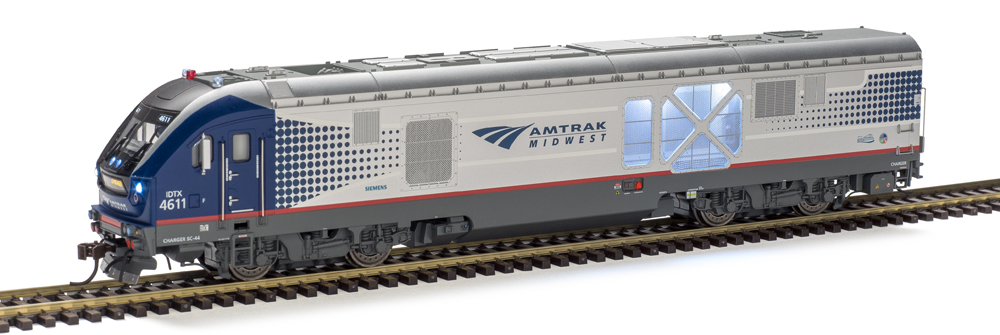 Photo of HO scale locomotive on white background