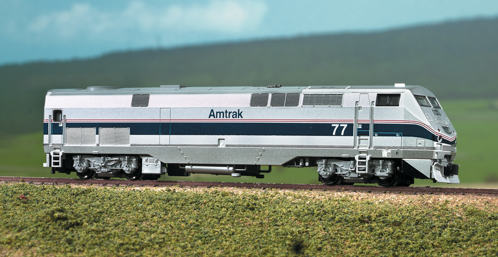 Photo of N scale passenger locomotive on scenicked base