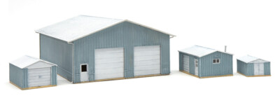 Walthers N scale pole barn and sheds