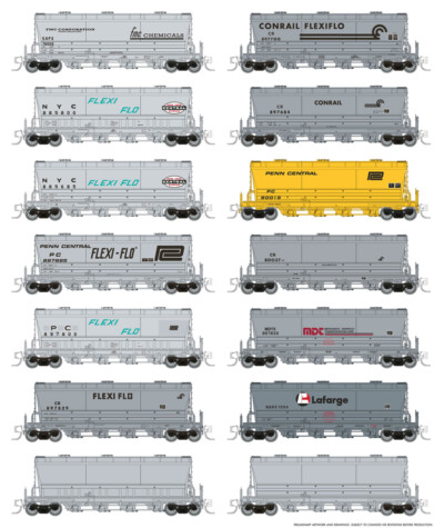 N scale American Car & Foundry PD3500 Flexi Flo hopper