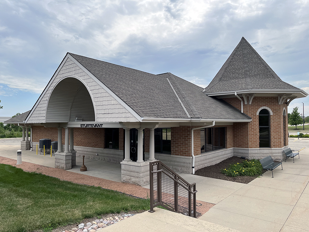 Brick train station in Sturtevant Wisconsin.