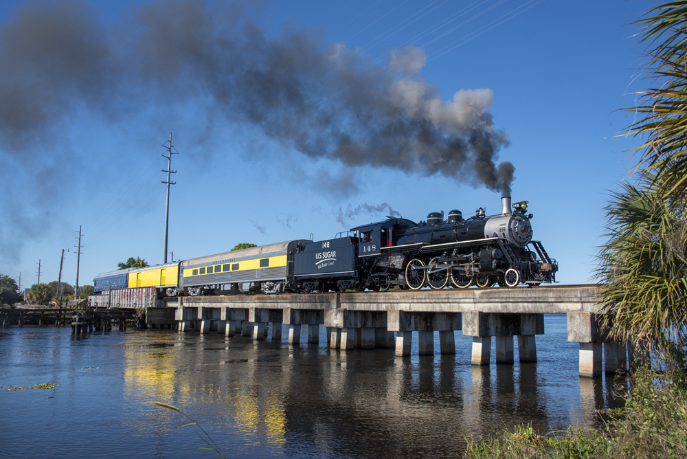 locomotive over canal