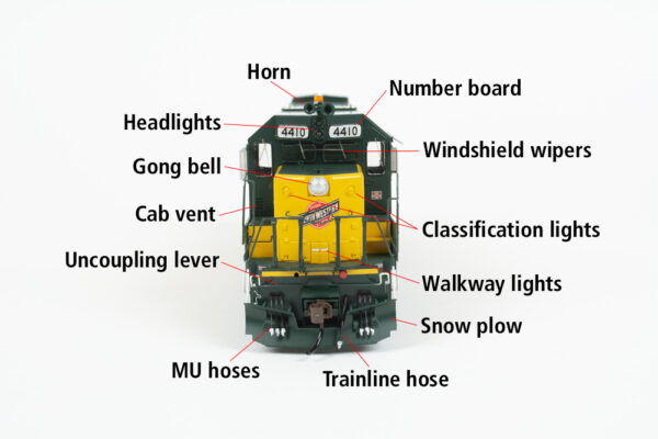 Parts of an Electro-Motive Division GP15-1 diesel locomotive