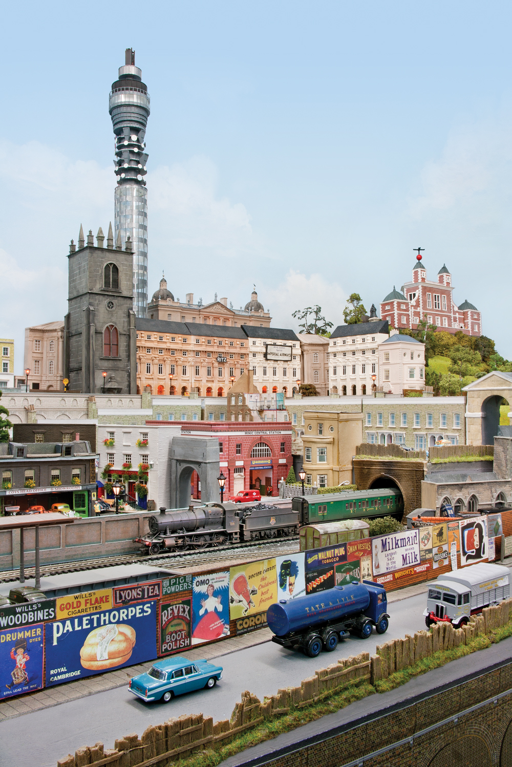 London landmarks stick out of a city scene