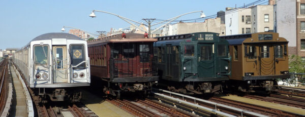 Vintage New York subway equipment set for Parade of Trains