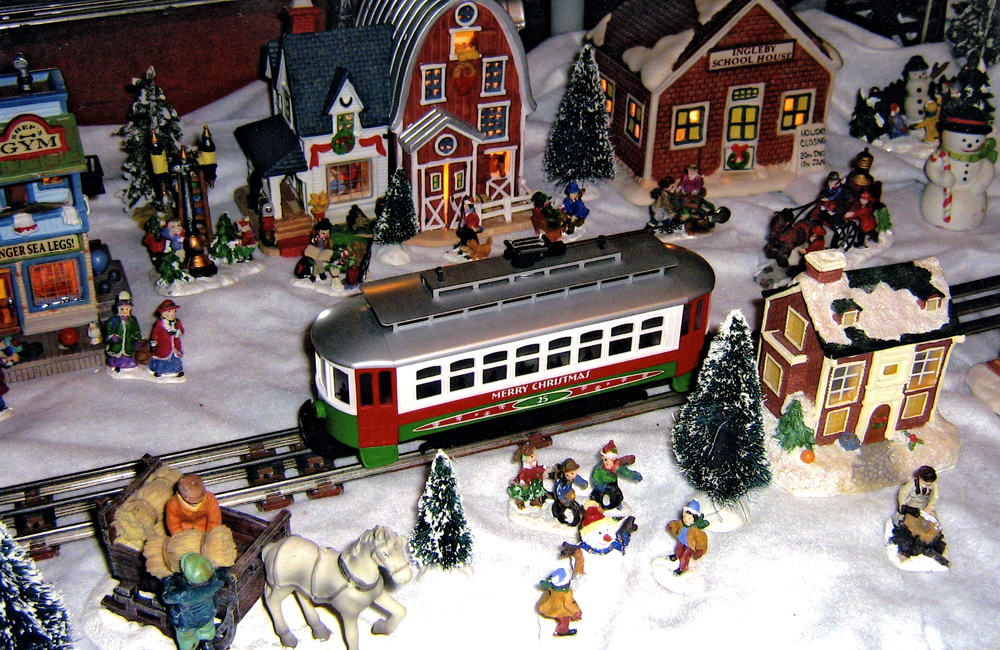 holiday scene on train layout