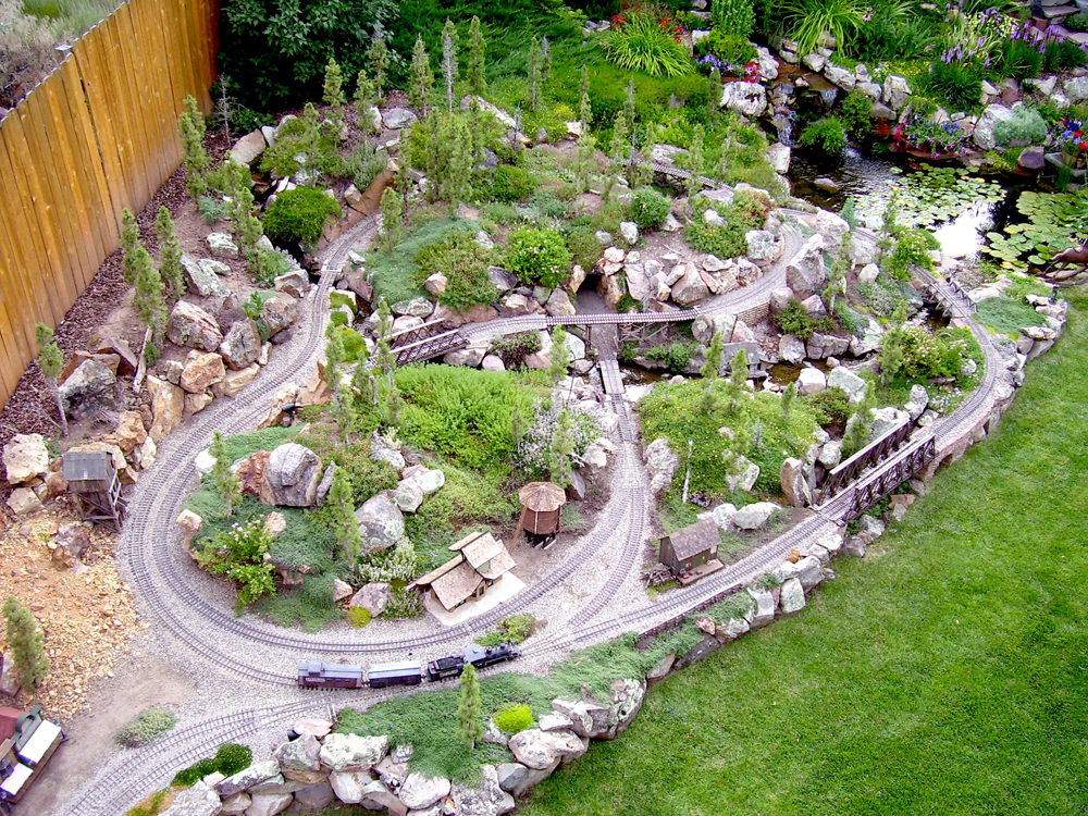 ariel view of small garden railwayv