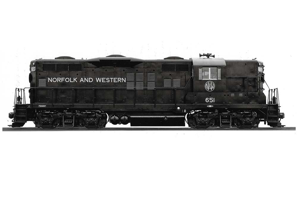 Diesel locomotive with handrails on white background was among best-selling Electro-Motive diesel locomotives