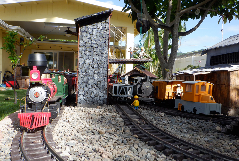 model steam locomotive on garden railway