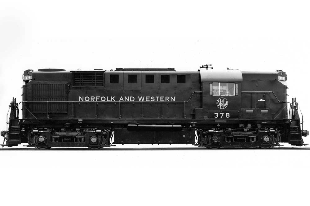 Black diesel locomotive with white background