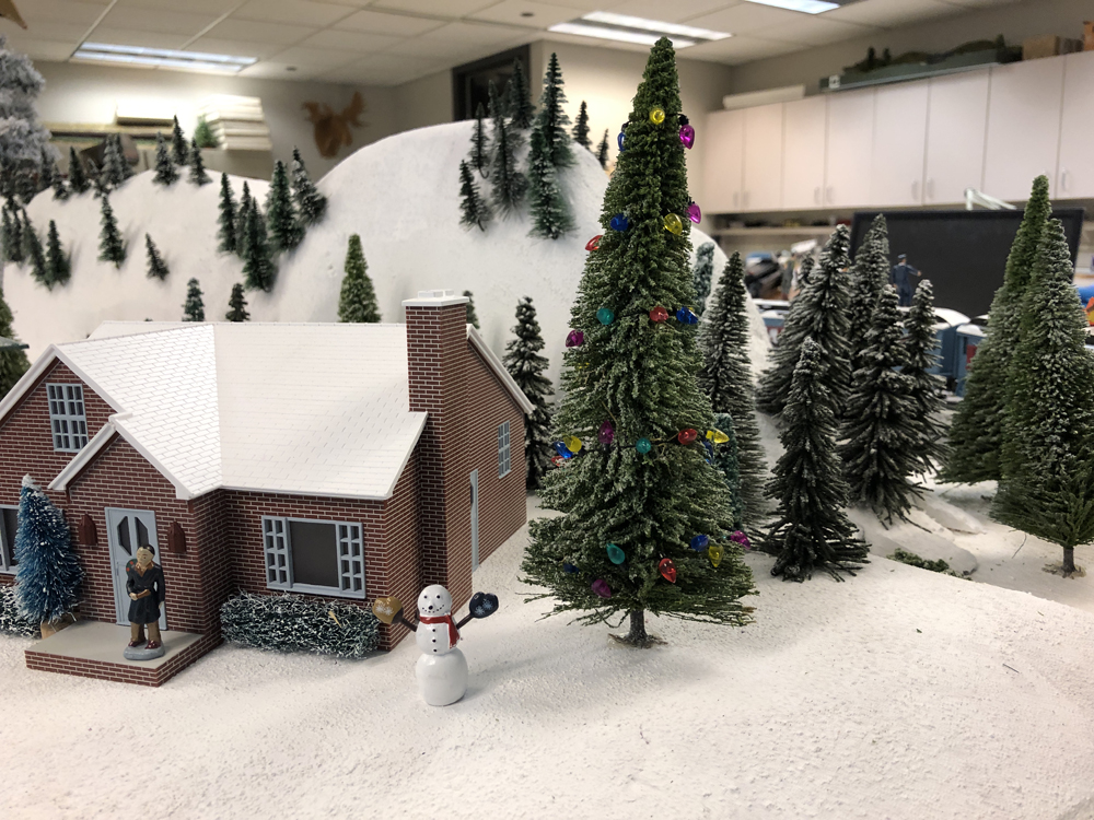 woods scene on a toy train layout