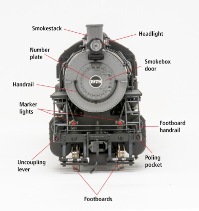 Parts of a 2-8-0 steam locomotive
