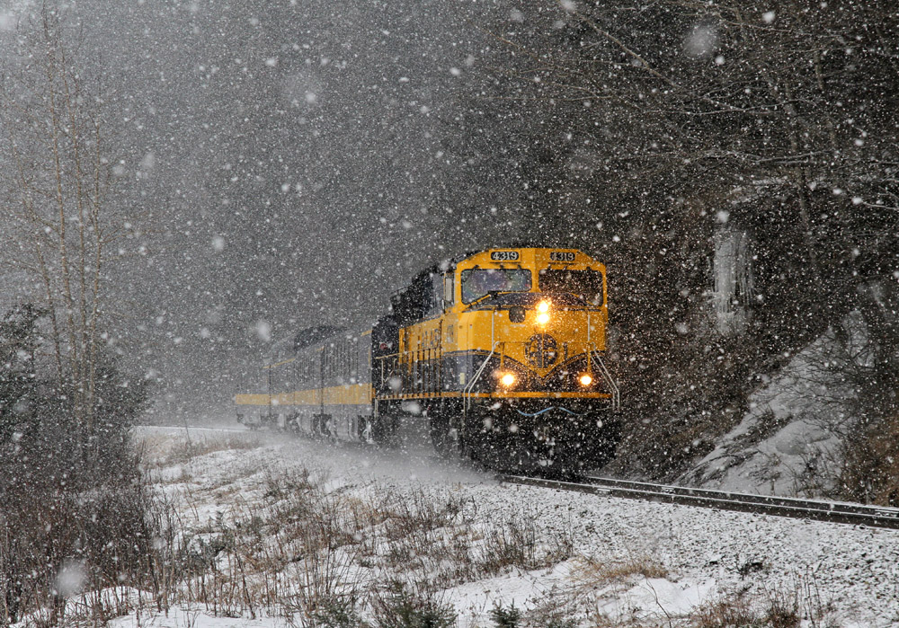 train in snowstorm