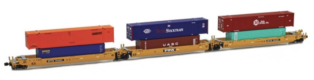 An image of model flat cars