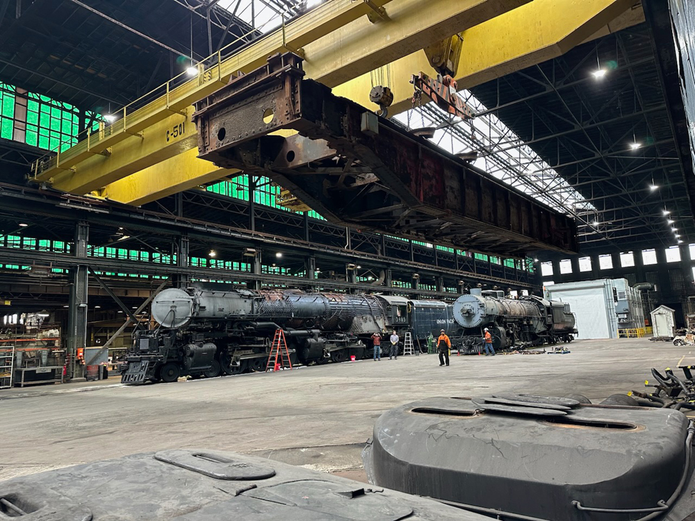 locomotive inside a shop