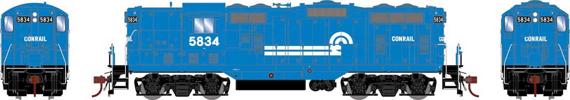 Model of red diesel locomotive