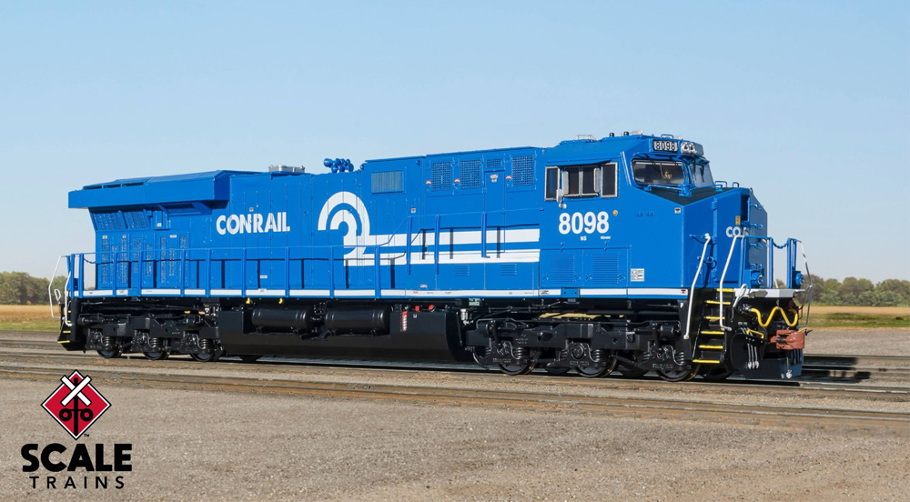 Model of blue diesel locomotive
