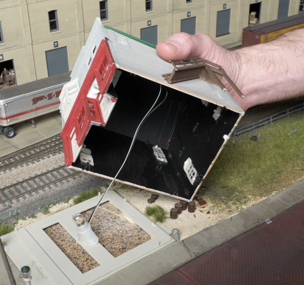 11 easy urban lighting tips for your model railroad layout: An image of the interior of a model structure