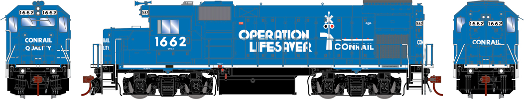 Model of blue diesel locomotive