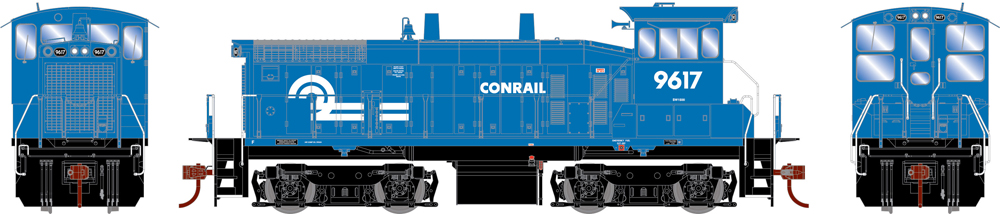 Model of blue diesel locomotive