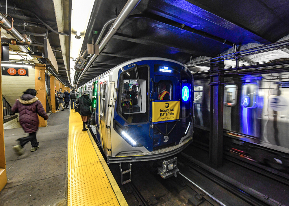 Subway train at station