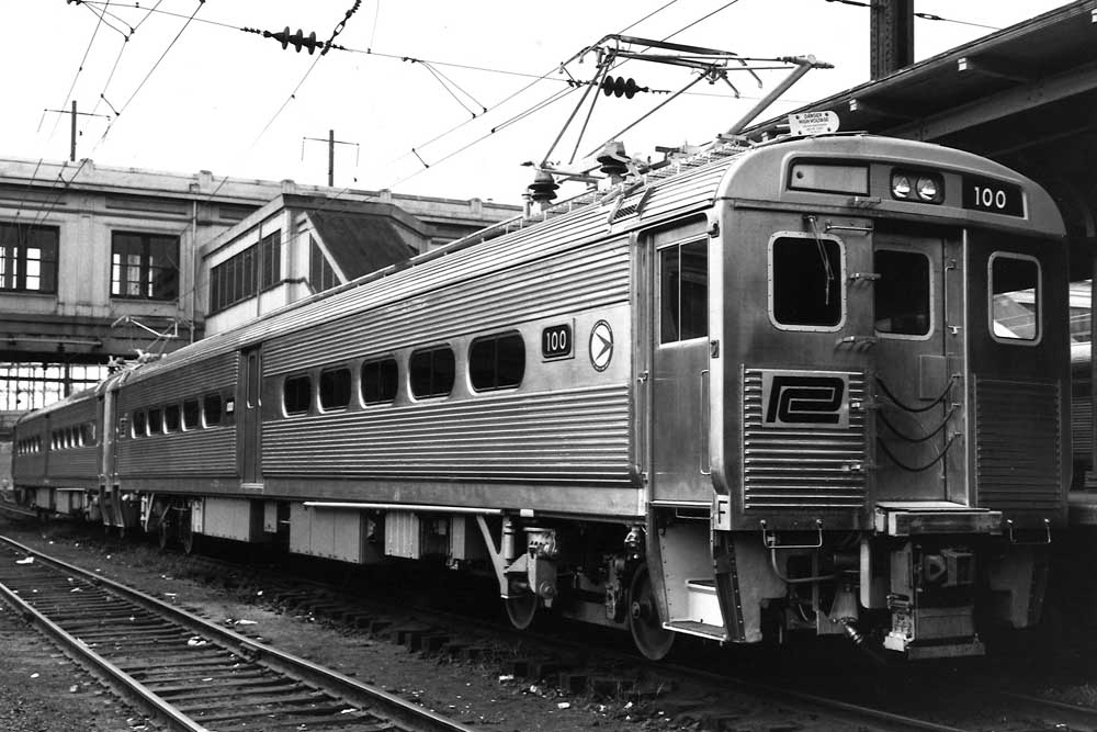 Shiny new Penn Central passenger trains at station