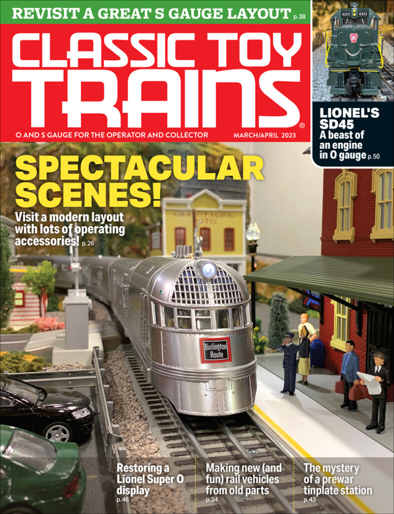 Th march/april cover of Classic Toy Trains magazine