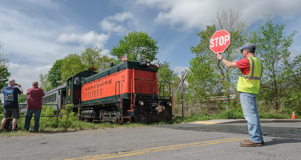 red and black Berkshire locomotive