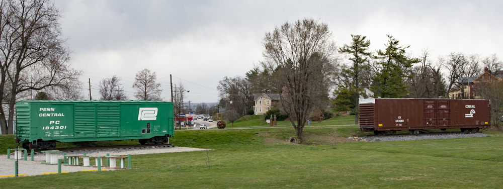 Two boxcars in park