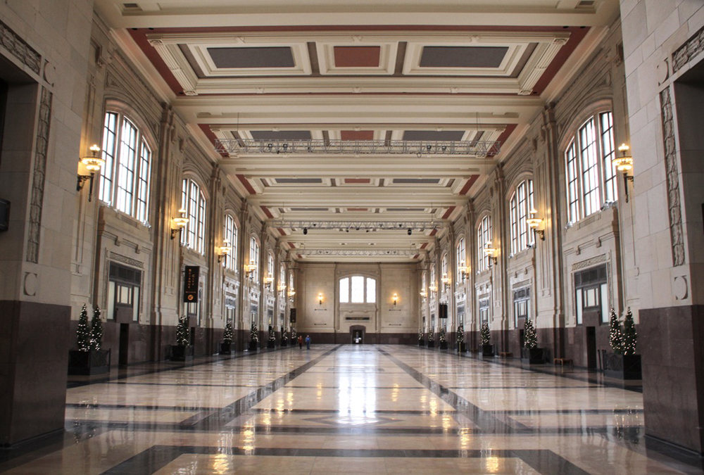 Ornate interior of passenger station
