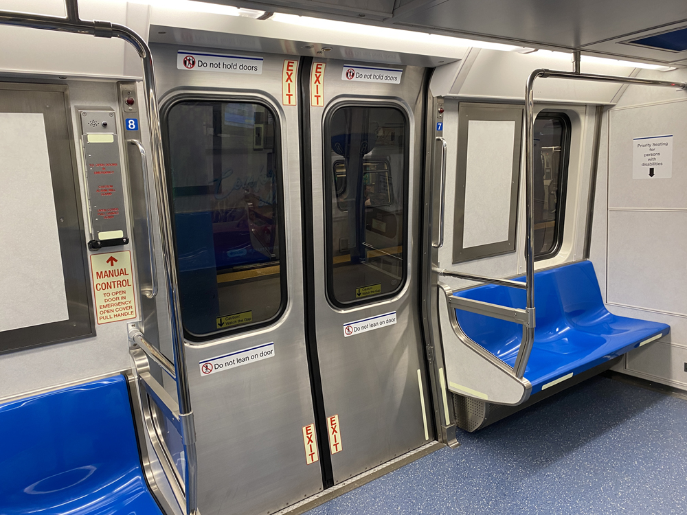 Interior of rapid transit car