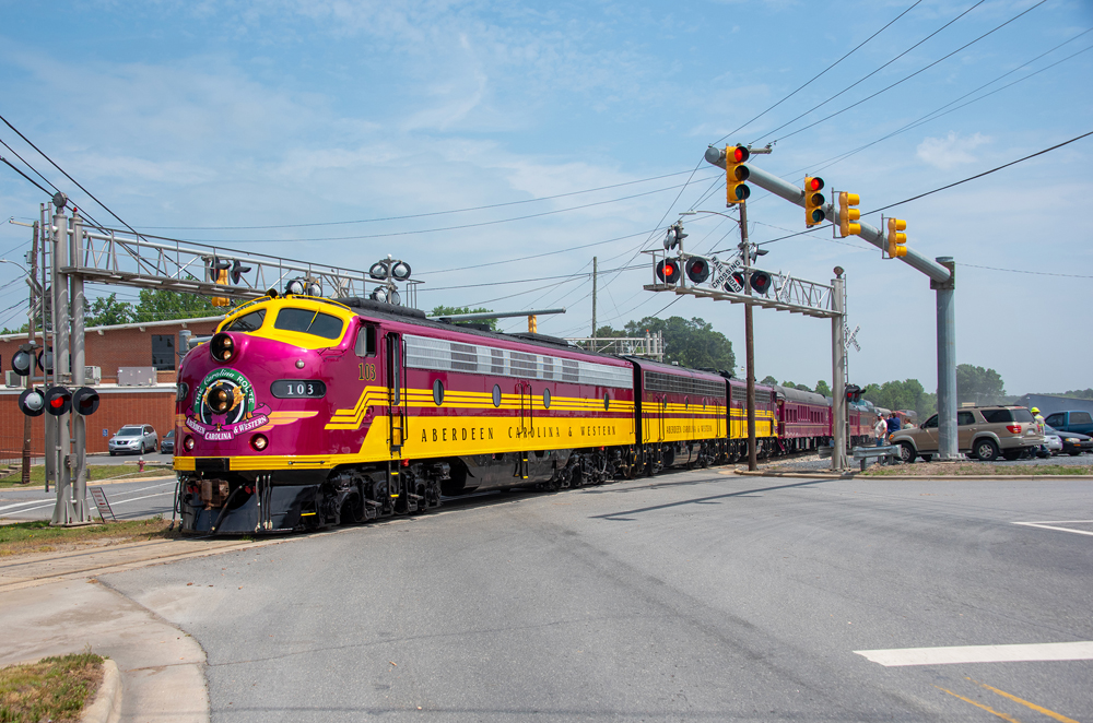 yellow and red locomotive