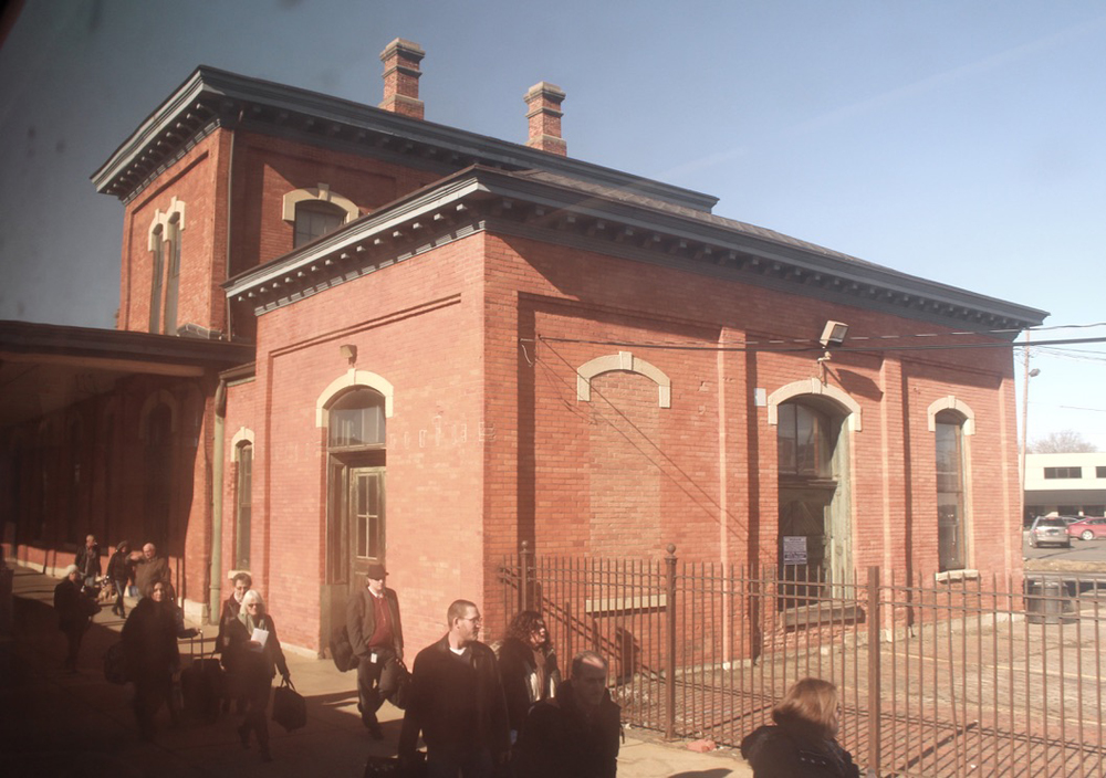 Brick two-story passenger station