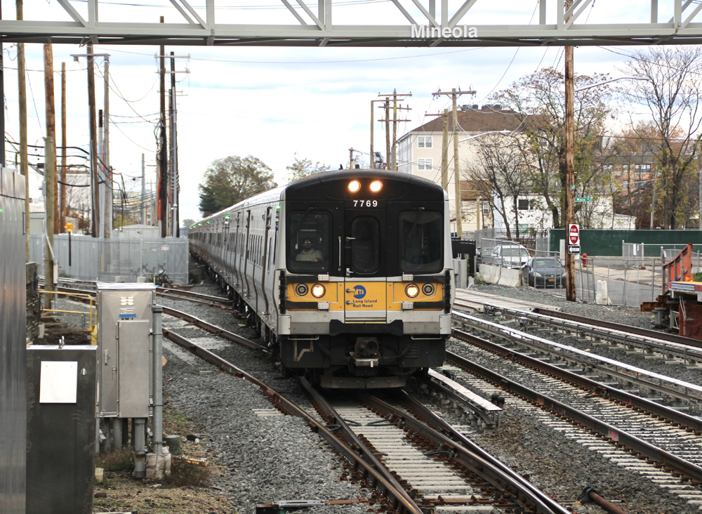 Electric multiple-unit commuter train at junction