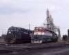 Red-white-and-blue Bicentennial diesel locomotive