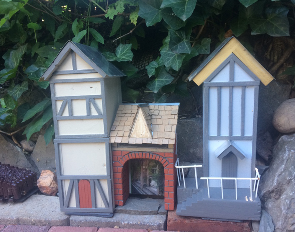 two model buildings outdoors