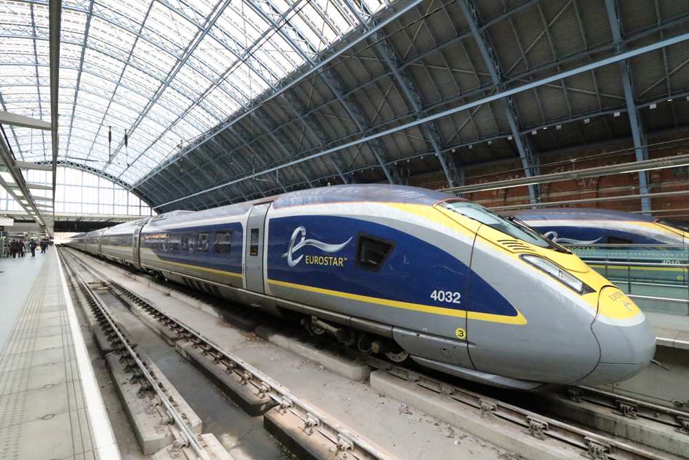 High speed trainset in station trainshed