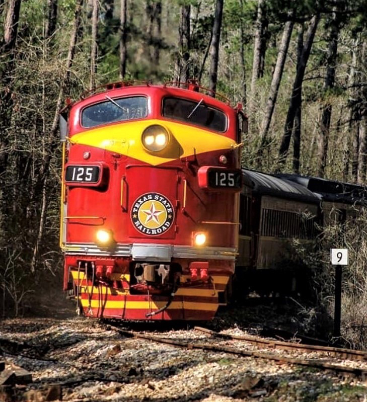 Front view of red and yellow F unit