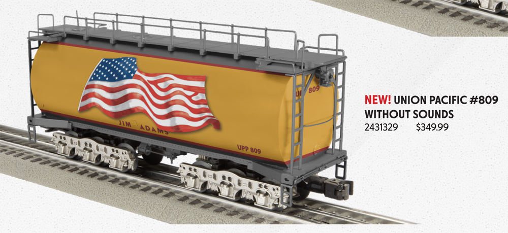 yellow tender model with American flag on the side